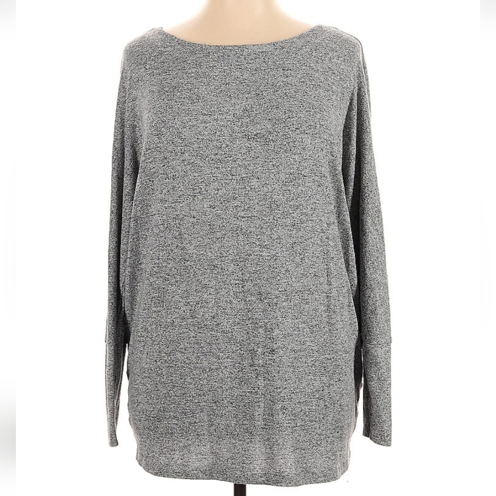 Lucky Brand Women's XL Knit Sweater, Long Sleeves, Scoop Neck - Heather Gray
